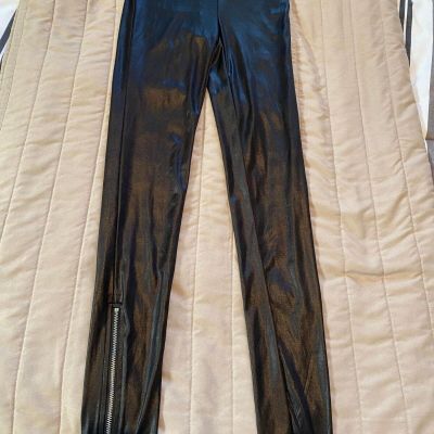 Miley Cyrus Max Azria Black Shiny Ankle Leggings Size XS